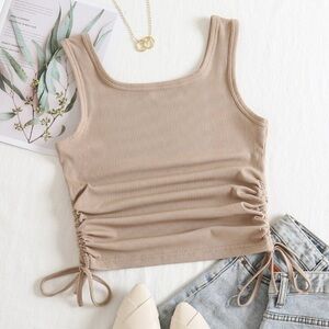 Tan/Beige Basic Ribbed Tank Top